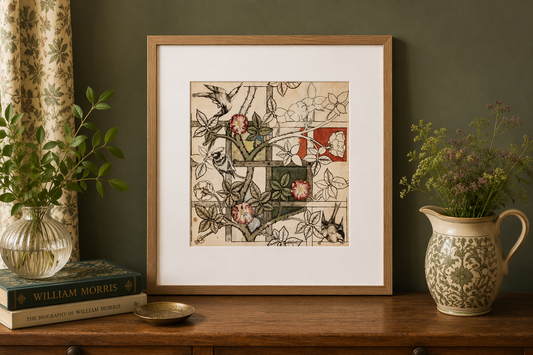 Design for Trellis Wallpaper A3 Print by William Morris