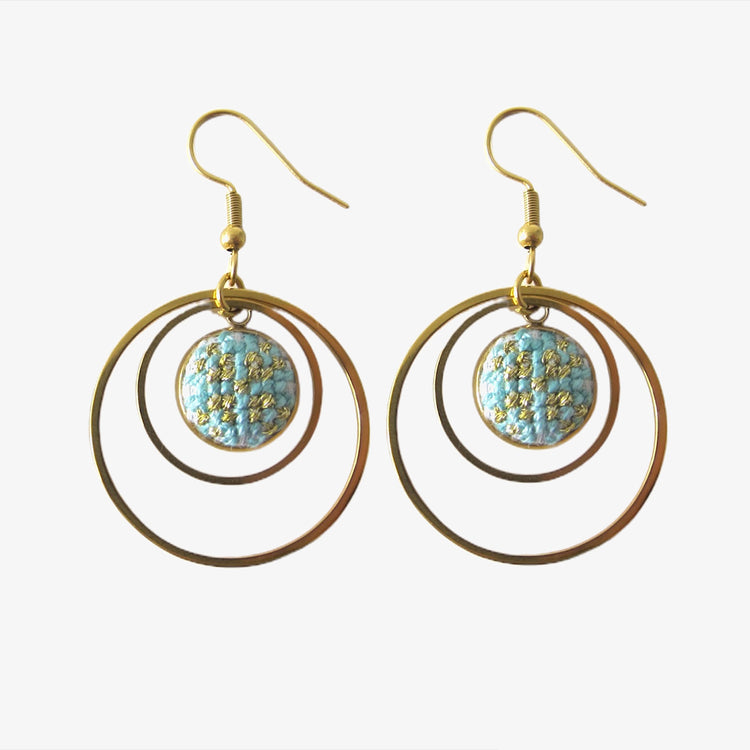 Crown Gold Nuusum Earrings in Teal