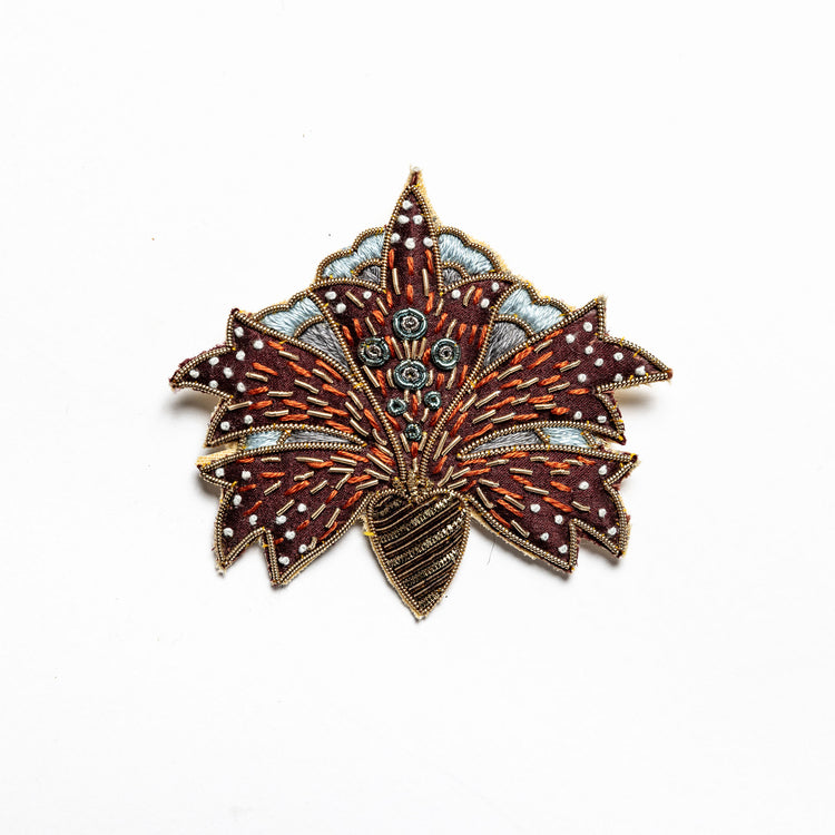 May Morris Inspired Hand Embroidered Lilium Brooch by Hand & Lock