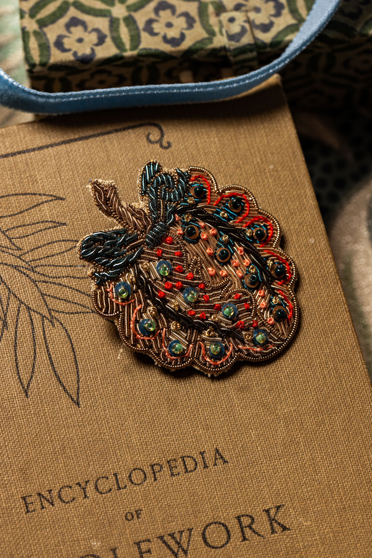 May Morris Inspired Hand Embroidered Heartsease  Brooch by Hand & Lock