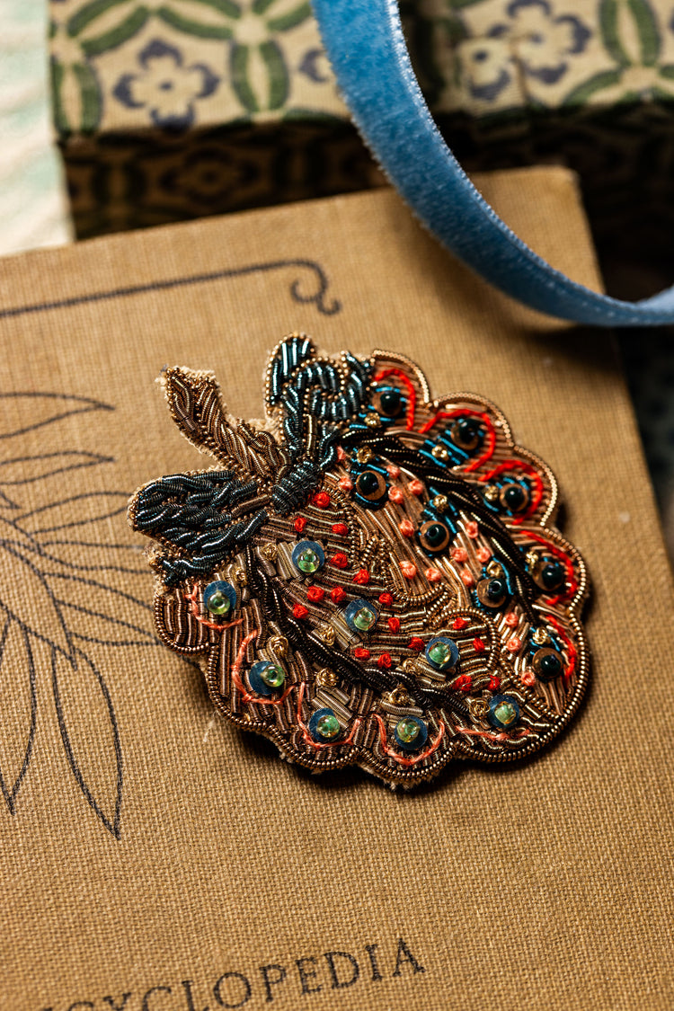 May Morris Inspired Hand Embroidered Heartsease  Brooch by Hand & Lock