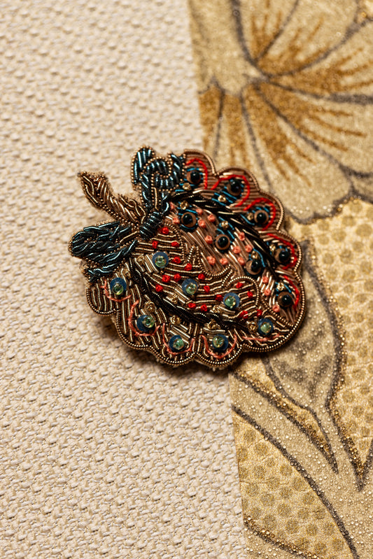 May Morris Inspired Hand Embroidered Heartsease  Brooch by Hand & Lock