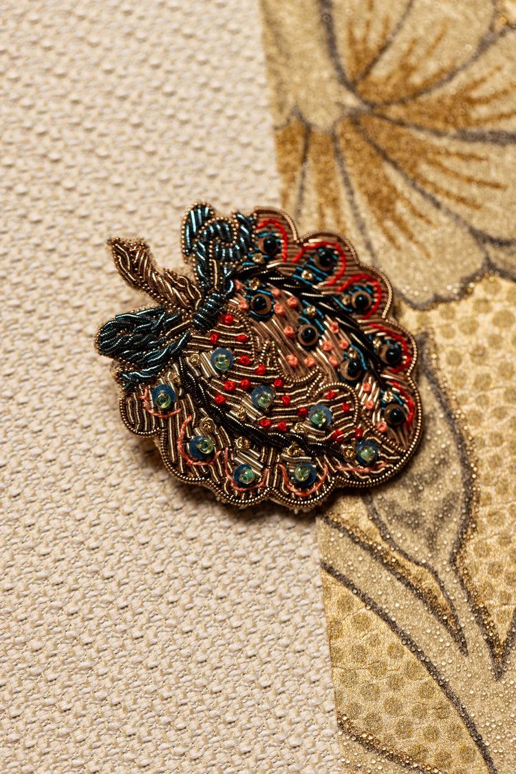 May Morris Inspired Hand Embroidered Heartsease  Brooch by Hand & Lock