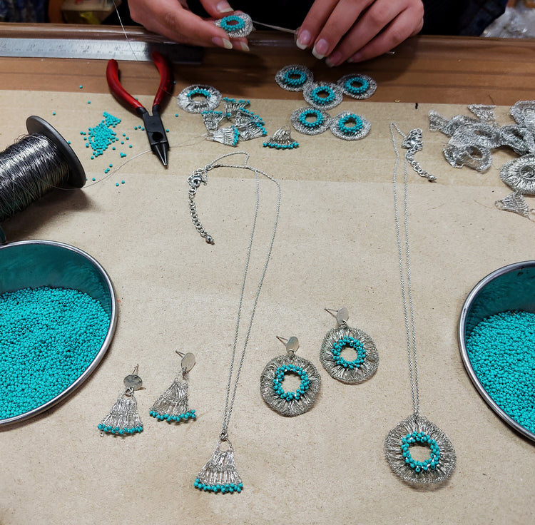 Fan Earrings in Turquoise