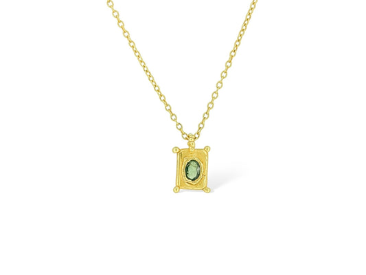 Mini Tablet Pendant - Green Sapphire