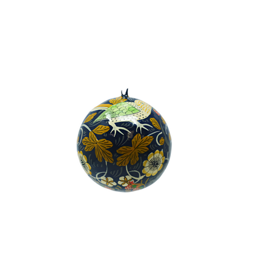 Handmade Papier-maché Strawberry Thief Blue Small Bauble