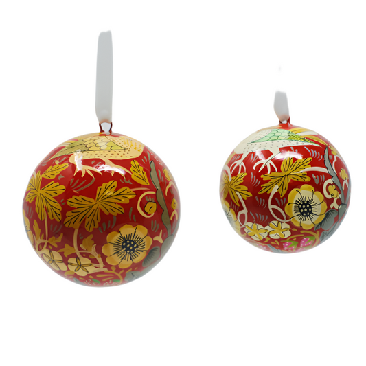 Handmade Papier-maché Strawberry Thief Red Small Bauble