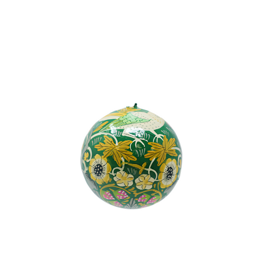 Handmade Papier-maché Strawberry Thief Green Small Bauble