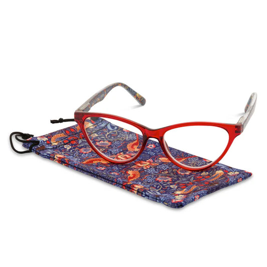 Strawberry Thief Red Cateye Reading Glasses