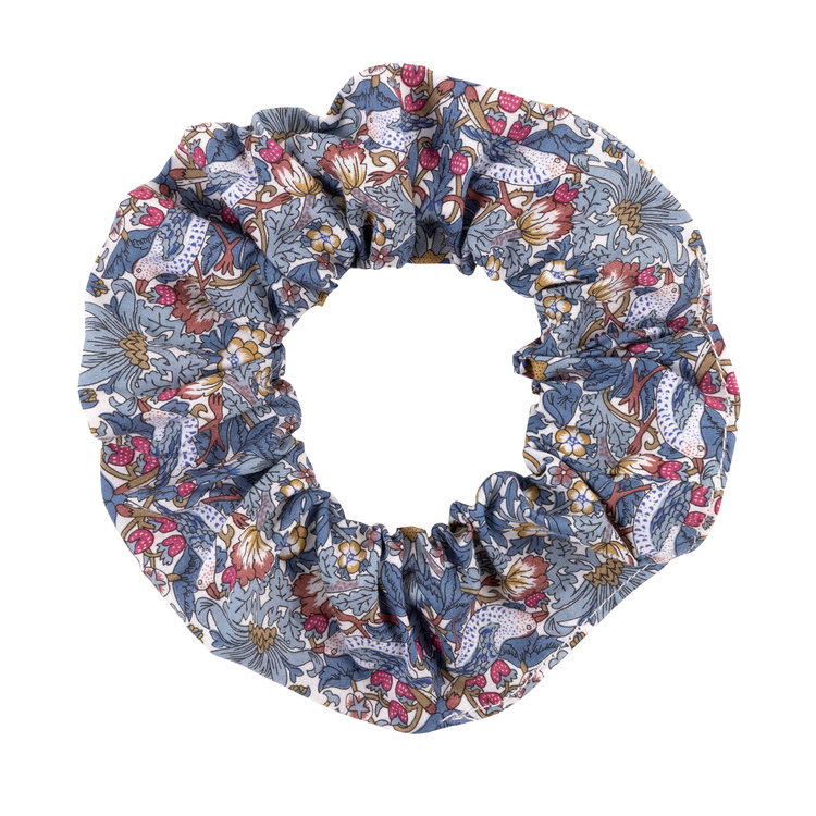 Strawberry Thief Scrunchie - Light Blue/ Pink