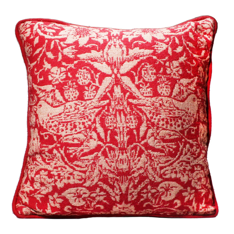 Strawberry Thief Cushion - Raspberry