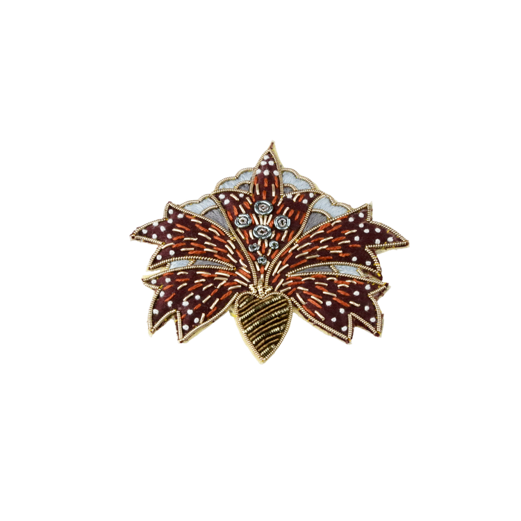 May Morris Inspired Hand Embroidered Lilium Brooch by Hand & Lock