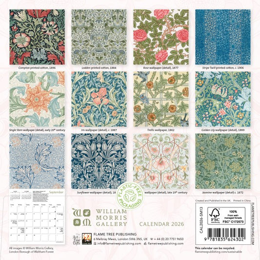 William Morris Gallery Mini Wall Calendar 2026