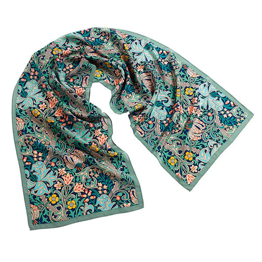 Golden Lily Crepe Scarf (green)