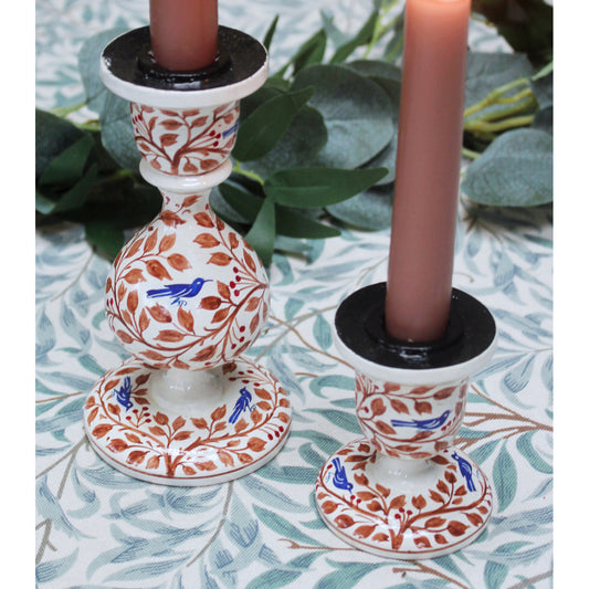 Candle Stick Holder Bird & Holly - Small