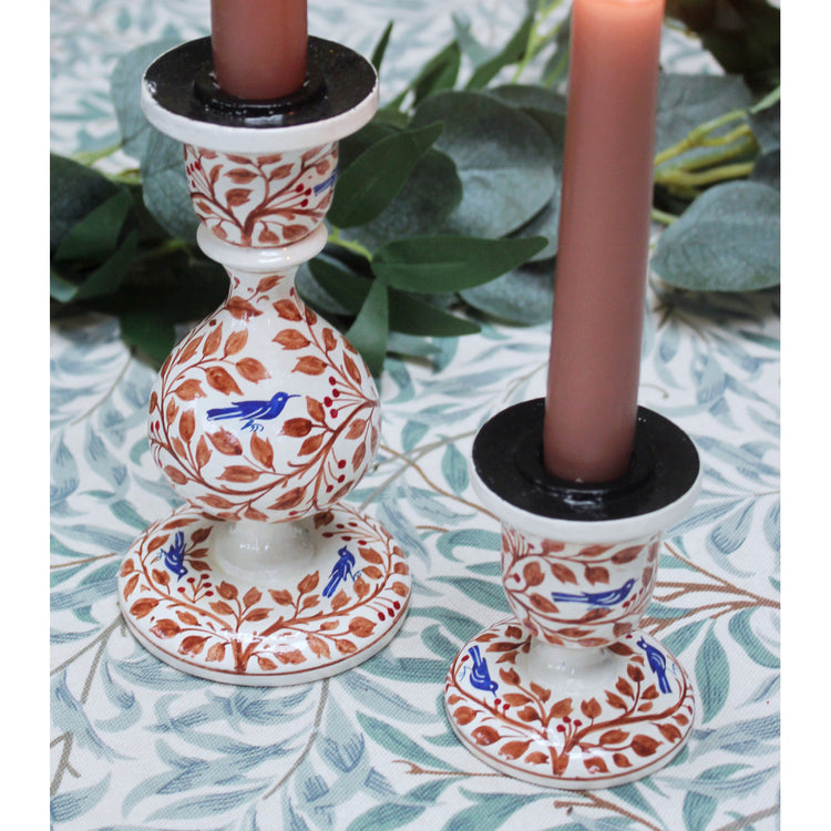 Candle Stick Holder Bird & Holly - Large