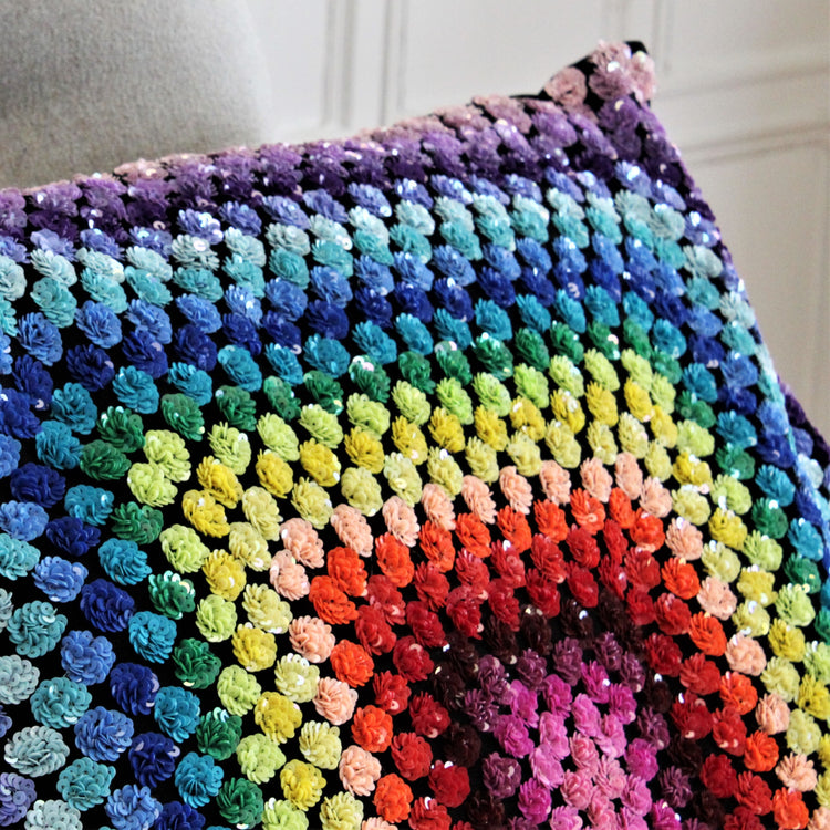 Ashish Sequin cushion - Rainbow Ombre