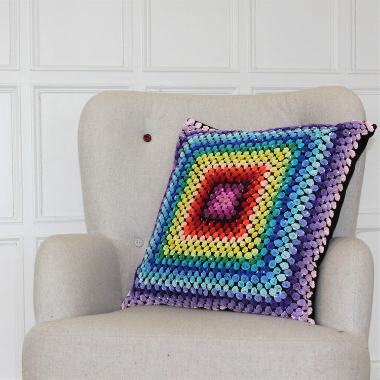 Ashish Sequin cushion - Rainbow Ombre