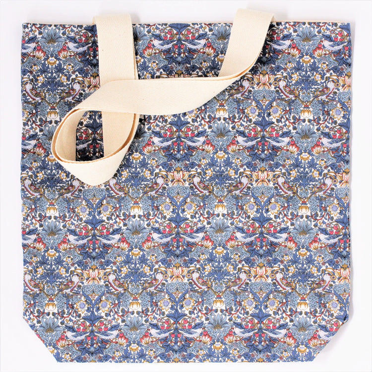 Strawberry Thief Tote Bag - Light Blue/ Pink