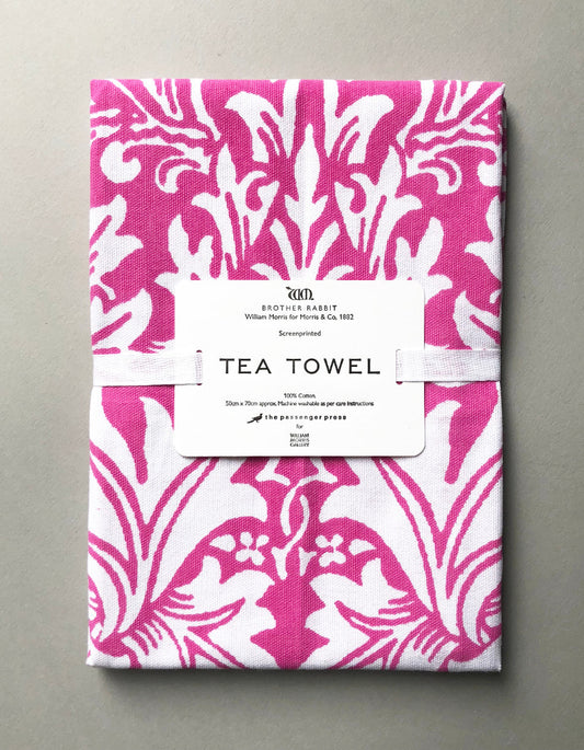 Pink 'Brother Rabbit' Screen Print Tea Towel