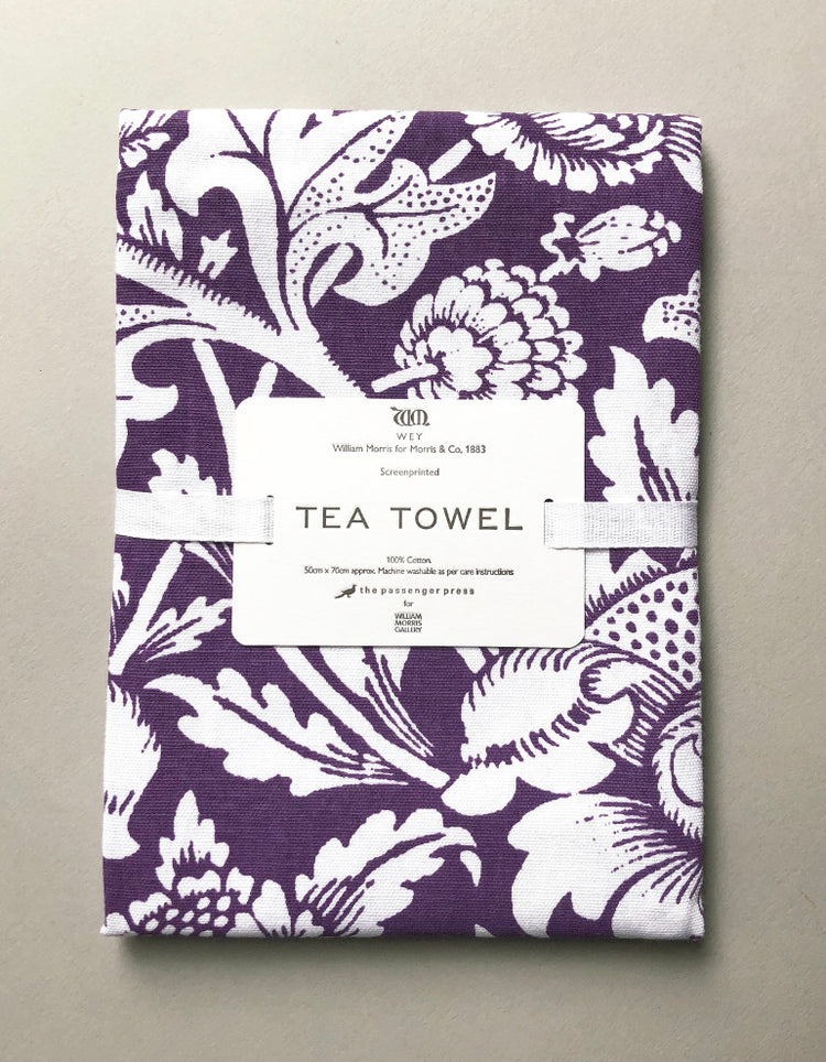 Purple 'Wey' Screen Print Tea Towel