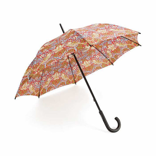 Morris & Co Strawberry Thief Print Canopy Umbrella in Red