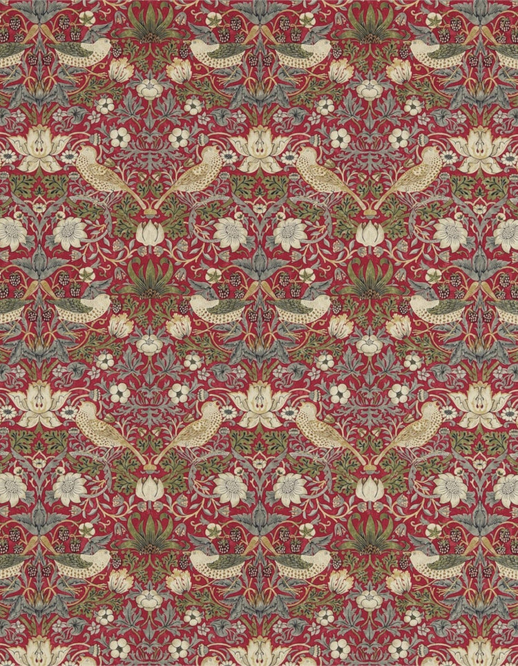 Strawberry Thief Fabric (Crimson - 1 metre)
