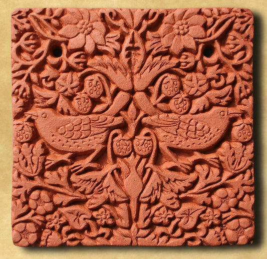 Decorative Terracotta Wall Tile - Strawberry Thief