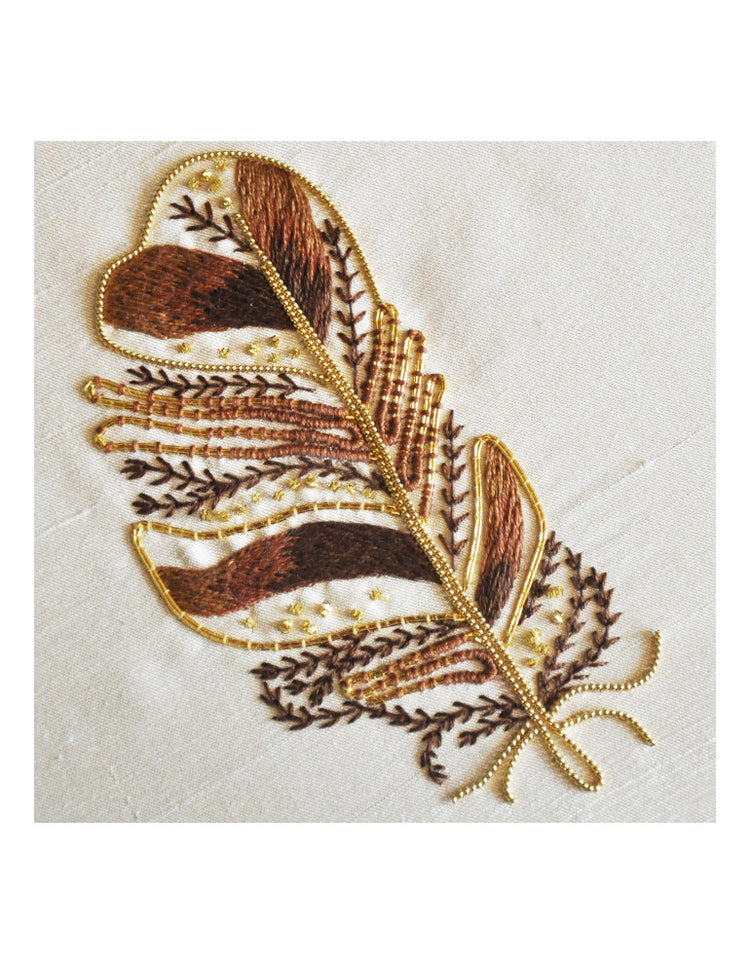 Tawny Owl Feather Metalwork Embroidery Kit - Beginner