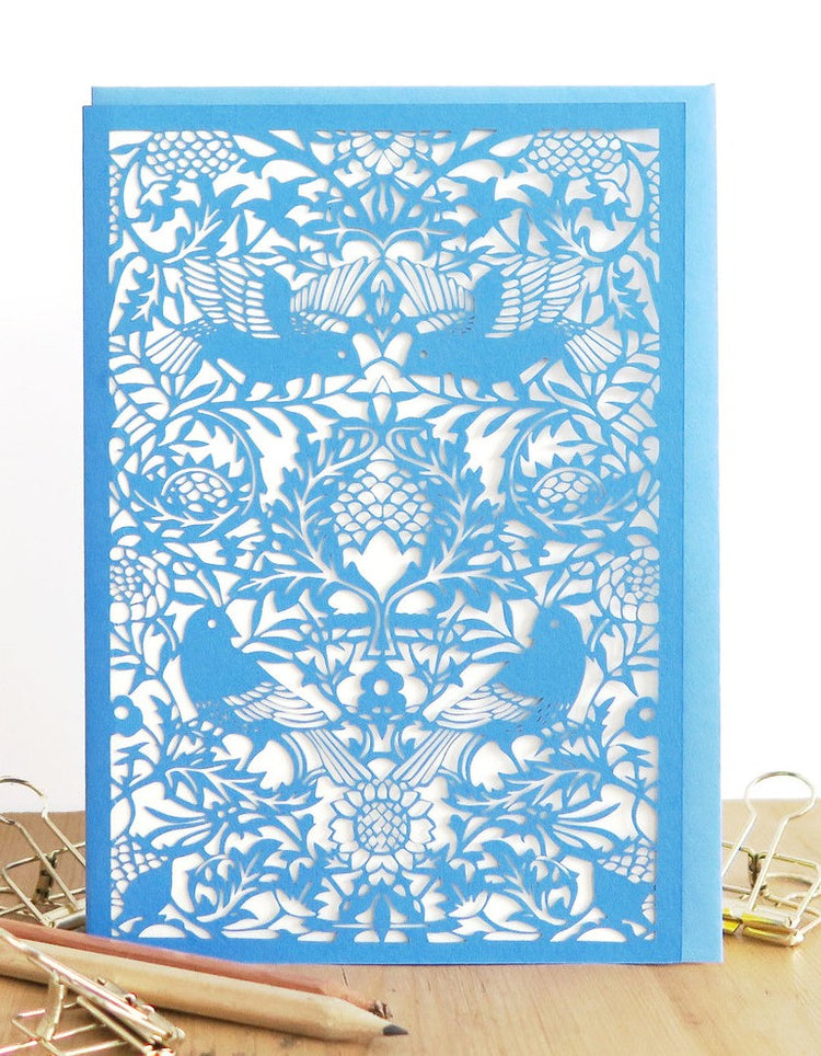 Bird Tapestry (blue) Laser Cut Card