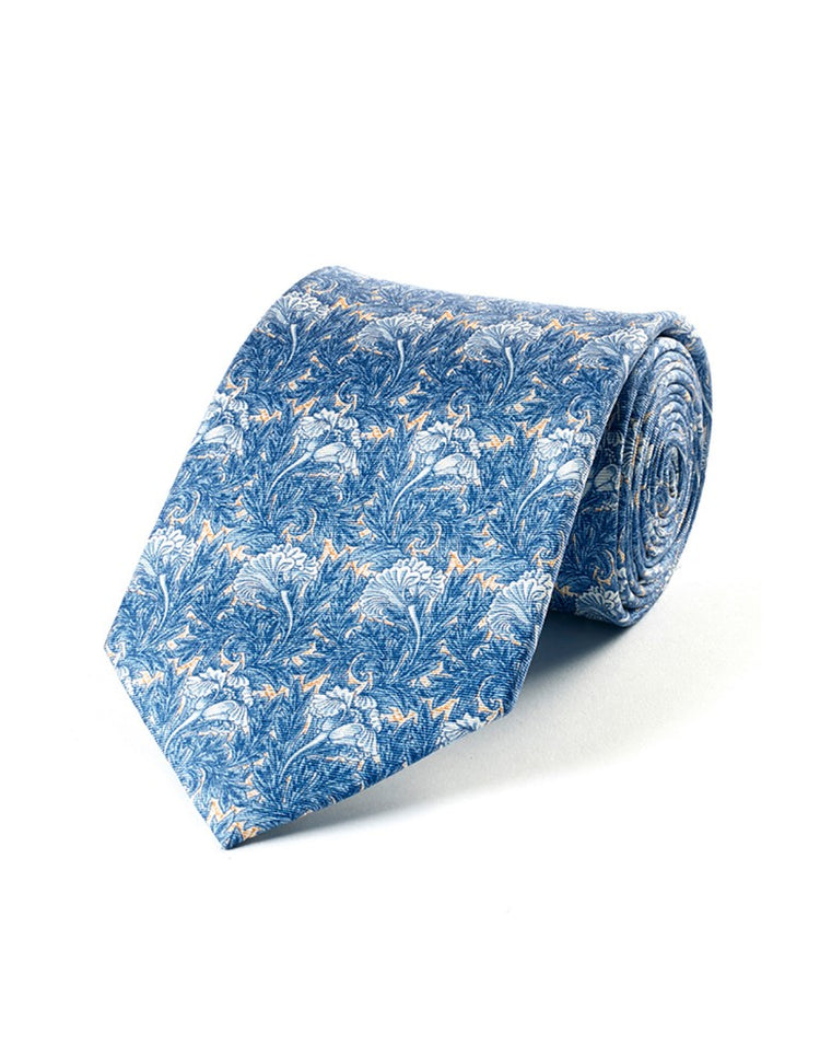 Tulips Pattern Tie (blue)