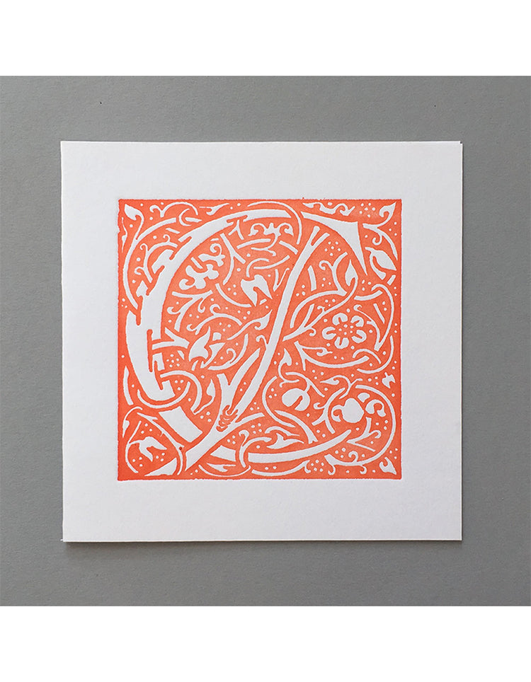 William Morris Letterpress - 'C' Greetings Card (orange)