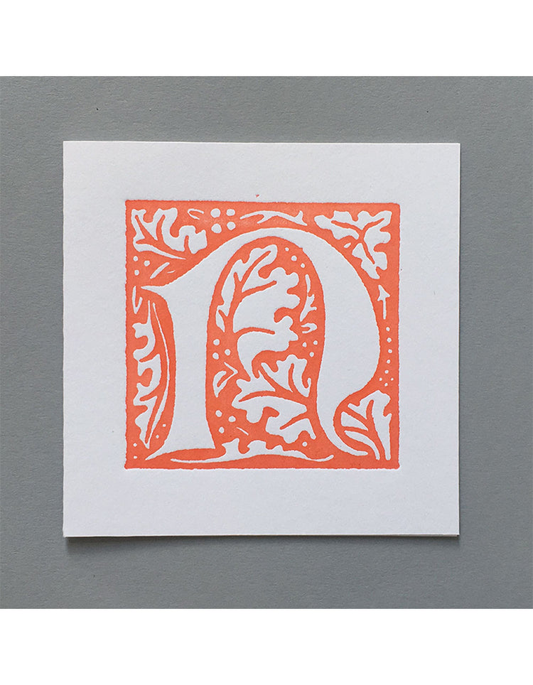 William Morris Letterpress - 'N' Greetings Card (orange)