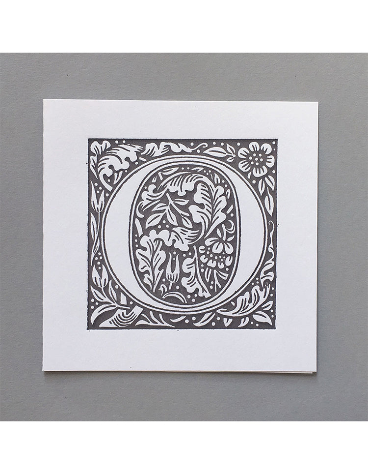William Morris Letterpress - 'O' Greetings Card (grey)
