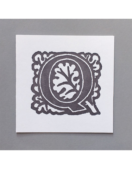 William Morris Letterpress - 'Q' Greetings Card (grey)