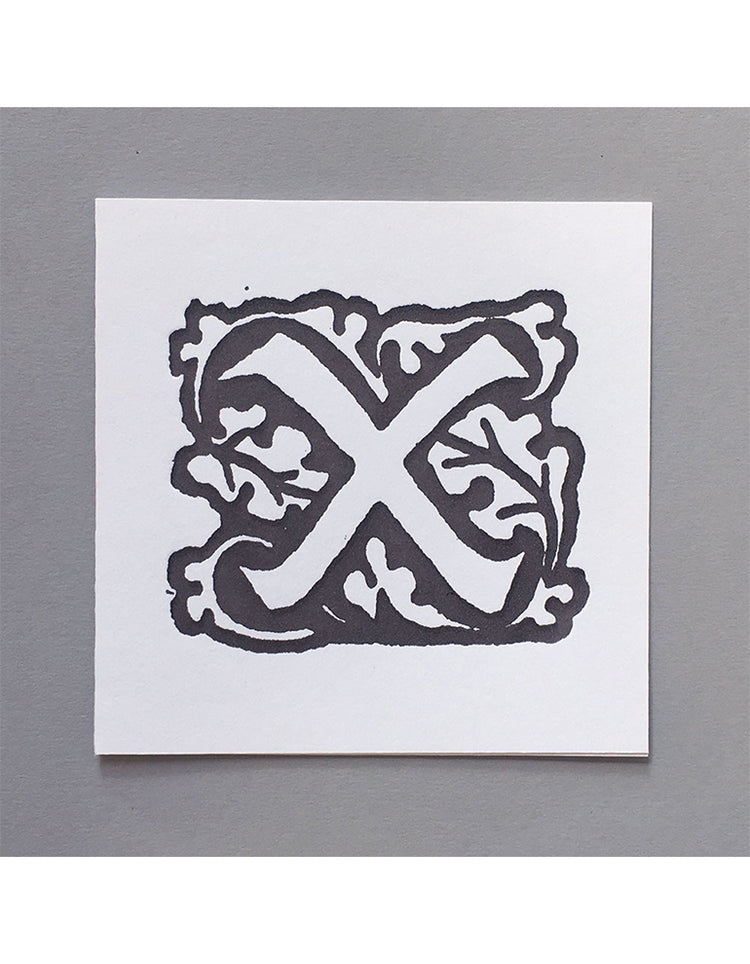 William Morris Letterpress - 'X' Greetings Card (grey)